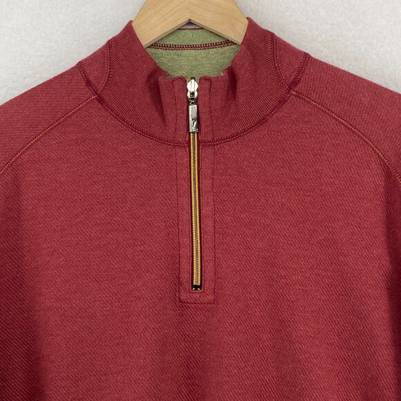TOMMY BAHAMA Sweater M Mens Flip Side Pro Abaco Reversible 1/4 Zip Pullover Red - Picture 6 of 16